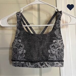 Lululemon Energy Sports Bra Nulux Florence Lace Print Crossback